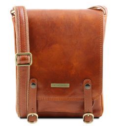 Roby Leather crossbody bag for men with front straps Мед TL141406