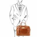 Urbino Leather Laptop Briefcase With Front Pocket Honey TL141241