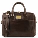 Urbino Leather Laptop Briefcase With Front Pocket Dark Brown TL141241