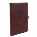 Adriano Leather Document Case With Button Closure Brown TL141275