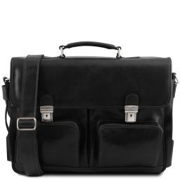 Ventimiglia Cartella TL SMART multiscomparto in pelle con tasche frontali Nero TL141449
