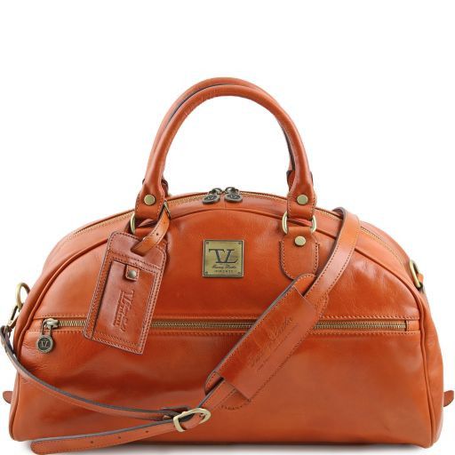 TL Voyager Reisetasche aus Leder in Halbrundem Design - Klein Honig TL141244