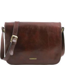 TL Messenger One compartment leather shoulder bag - Large size Brown TL141253