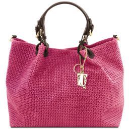 TL KeyLuck Borsa shopping TL SMART in pelle stampa intrecciata - Misura Grande Magenta TL141568