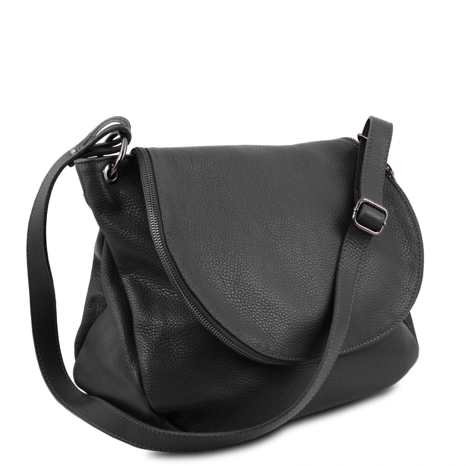 Tl Bag Soft Leather Shoulder Bag With Tassel Detail Black Tl141802 