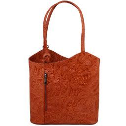 Patty Borsa donna convertibile a zaino in pelle stampa floreale Brandy TL141676