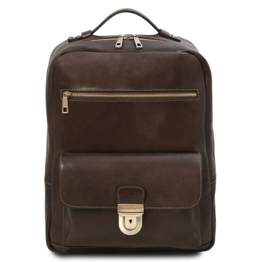 Kyoto Notebook backpack in leather Dark Brown TL141859