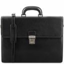 Parma Leather Briefcase 2 Compartments Black TL141350