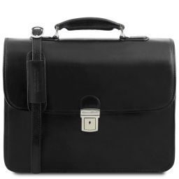 Vernazza Cartable en cuir porte ordinateur avec 3 compartiments Noir TL141354