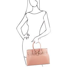 Elettra Sac à main pour femme en cuir avec finitions couleur or Ballet Pink TL141548