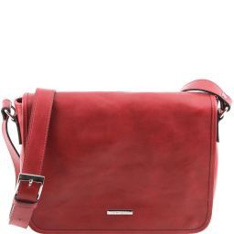 TL Messenger Bolso en piel con bandolera 1 compartimento - Tamaño medio Rojo TL141301