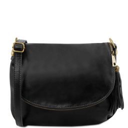 TL Bag Bolso en Piel Suave con Borla y Bandolera Negro TL141223