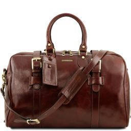 TL Voyager Borsa da viaggio in pelle con fibbie - Misura grande Marrone TL141248