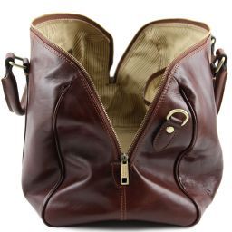TL Voyager Reisetasche aus Leder mit Fach auf der Rückseite - Klein Honig TL141250