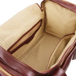 TL Voyager Reisetasche aus Leder mit 2 Reissverschluss-Seitentaschen - Gross Honig TL141281