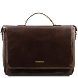 Padova Elegante porta folios y porta ordenador portátil en piel Marrón oscuro TL140891