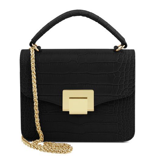 croc print black bag