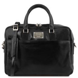 Urbino Cartella in pelle porta computer a 2 scomparti con tasca frontale Nero TL141894