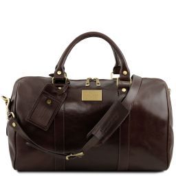 TL Voyager Maleta de viaje en piel con bolsillo en la parte trasera - Modelo pequeño Marrón oscuro TL141250
