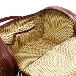TL Voyager Borsone viaggio in pelle con tasche laterali - Misura piccola Marrone TL141441