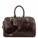 TL Voyager Leather Travel bag With Front Straps - Small Size Dark Brown TL141249