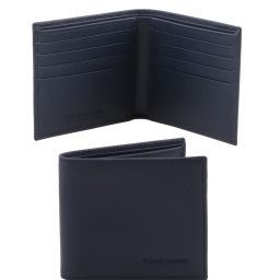 Elégant portefeuille en cuir Saffiano pour homme 2 volets Bleu foncé TL141437