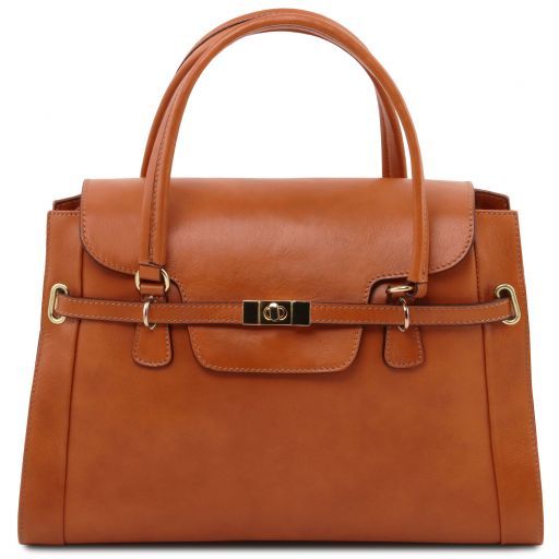 TL NeoClassic Lady leather handbag with twist lock Honey TL141230