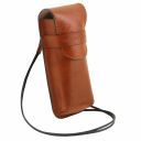 Эксклюзивный кожаный футляр для Очков/Смартфона Большой размер Мед TL141321