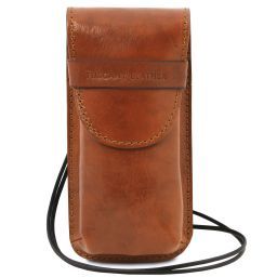 Exclusiva Funda Para Gafas/Smartphone en Piel con Bandolera Modelo Grande Miel TL141321