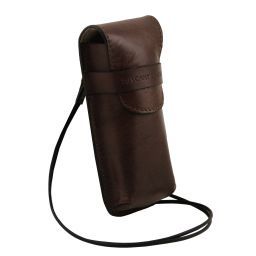 Exclusive Leather Crossbody Case for Glasses Dark Brown TL141282