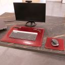 Office Set Schreibtischunterlage und Mauspad aus Leder Rot TL141980
