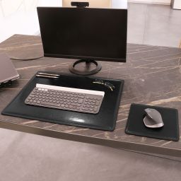 Office Set Sous-main de Bureau et Tapis de Souris en Cuir Noir TL141980