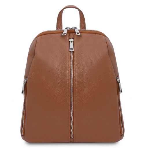 TL Bag Sac à dos Pour Femme en Cuir Souple Cognac TL141982