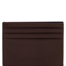 Elegante porta tarjetas de credito en piel Saffiano Marrón oscuro TL141493