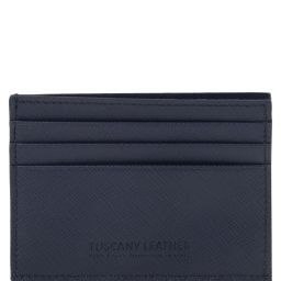 Elegante porta tarjetas de credito en piel Saffiano Azul oscuro TL141493