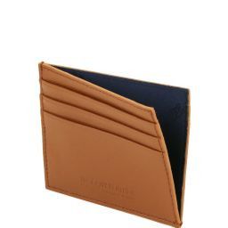 Elegante porta tarjetas de credito en piel Saffiano Azul oscuro TL141493