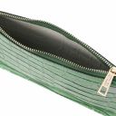 Cassandra Croc Print Leather Clutch Handbag Зеленый TL141917
