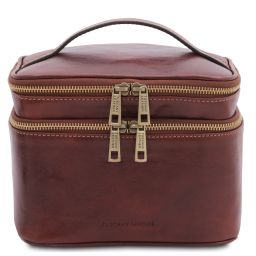 Eliot Beauty Case in Pelle Marrone TL142045