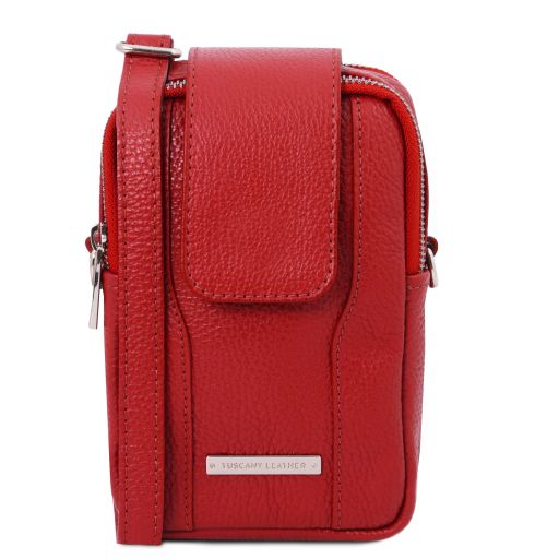 TL Bag Mini Schulter-Handytasche aus Weichem Leder Lipstick Rot TL141698