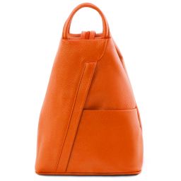 Shanghai Rucksack Tropfendesign aus Weichem Leder Orange TL141881