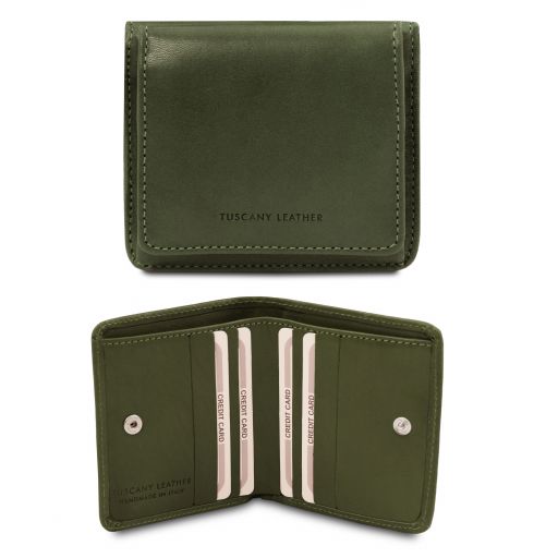 Elégant Portefeuille en Cuir Avec Porte Monnaie Vert TL142059