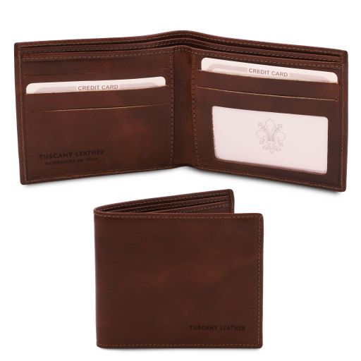 Exclusive 2 Fold Leather Wallet for men Dark Brown TL142056