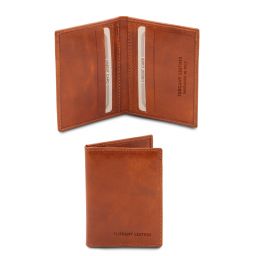 Elegante Porta Tarjetas en Piel Miel TL142063