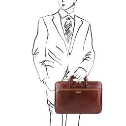 Caserta Document Leather Briefcase Brown TL142070