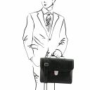 Alessandria Leather Multi Compartment TL SMART Laptop Briefcase Black TL142067