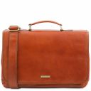 Mantova Leather Multi Compartment TL SMART Briefcase With Flap Honey TL142068