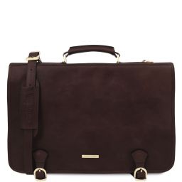 Ancona Leather messenger bag Dark Brown TL142073