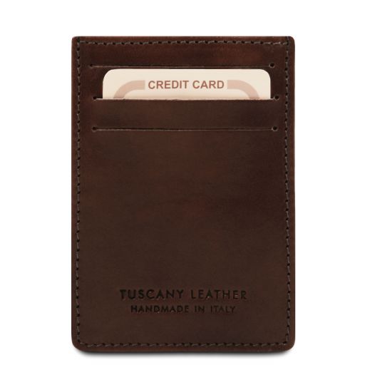 Эксклюзивный кожаный чехол для карт и визиток вертикальный Темно-коричневый TL140806