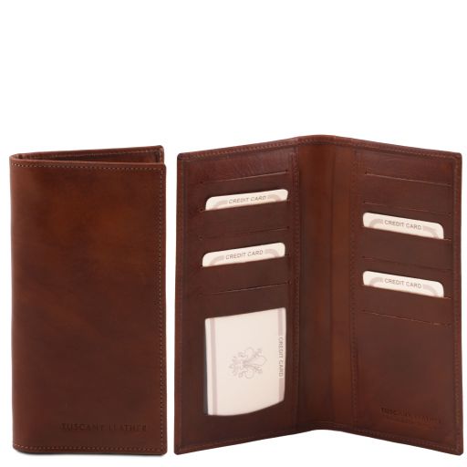 Exklusive Vertikal Herren Brieftasche aus Leder mit 2 Scheinfächern Braun TL140784
