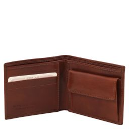 Exclusive 2 Fold Leather Wallet for men With Coin Pocket Brown TL140761